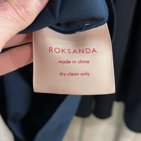 Roksanda Manu Gathered Cotton Poplin Midi Dress in Navy - Picture 8 of 9